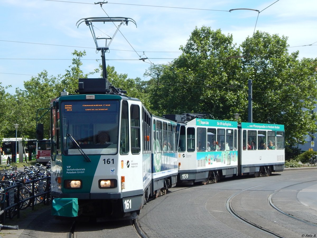 Tatra Nr. 161 und 159 der ViP in Potsdam am 07.06.2016