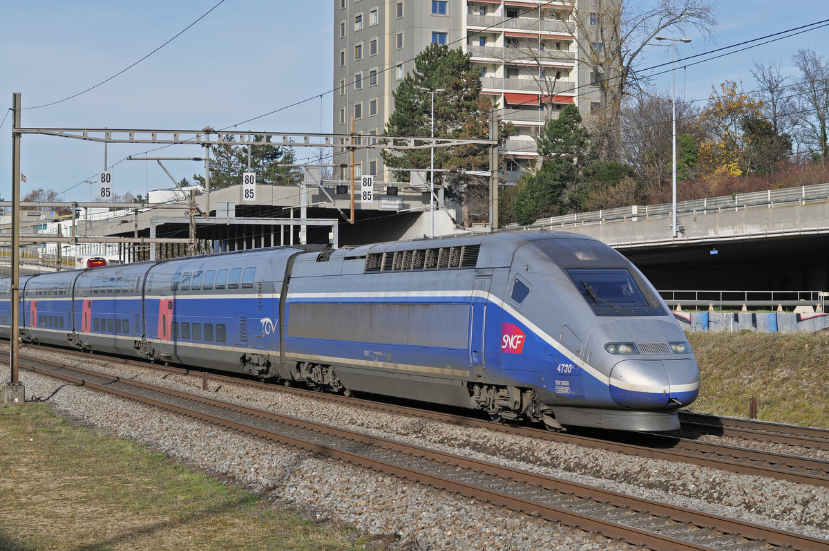 TGV 4730 fährt Richtung Bahnhof Muttenz. Die Aufnahme stammt vom 22.11.2017.