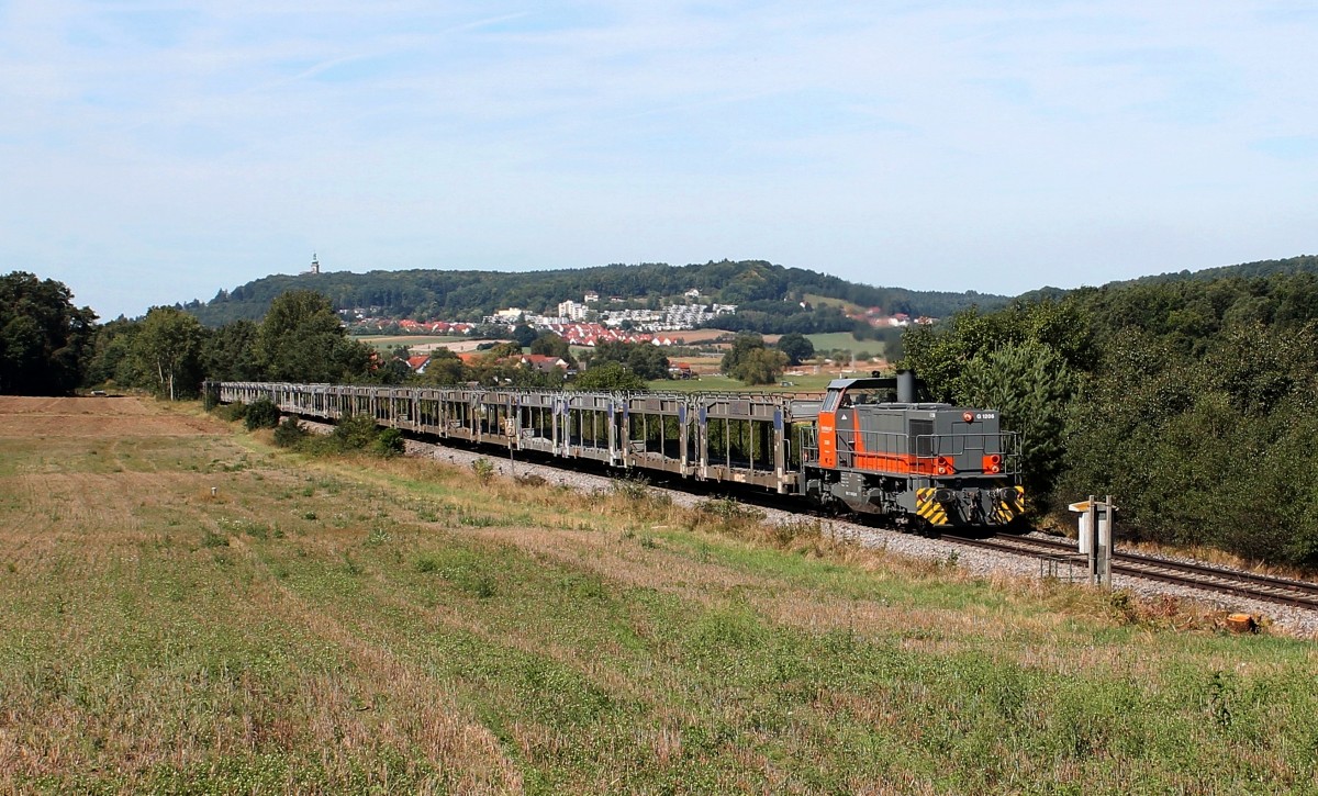 Umgeleiteter BLG-Autozug am 9.9.12 in Hiltersdorf nach Tschechien