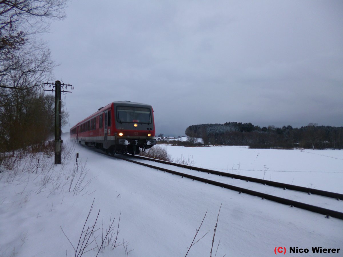 Und hier noch der 628/629 als RB nach Aulendorf ebenfals am 14.01.16 kurz vor Wangen(Allg)
