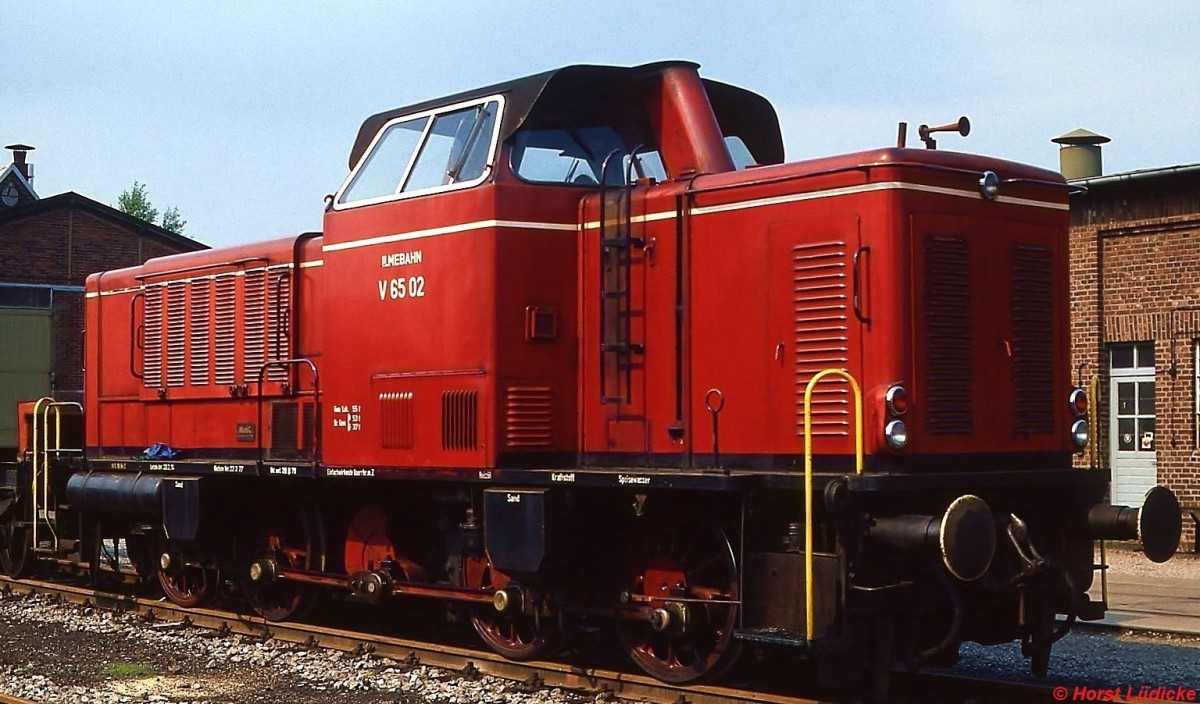 V 65 02 der Ilmebahn um 1980 im Werk Moers der MaK.