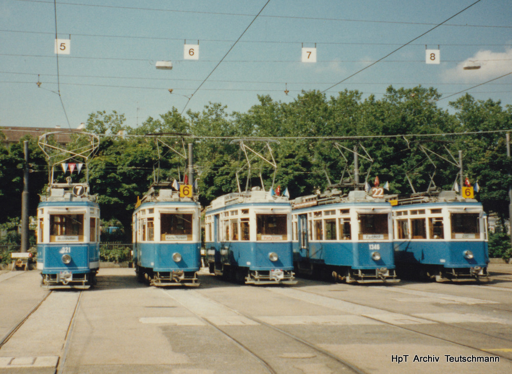 VBZ - Ce 4/4 321 und 4 Be 4/4 in Juni 1993 .. Archiv Teutschmann
