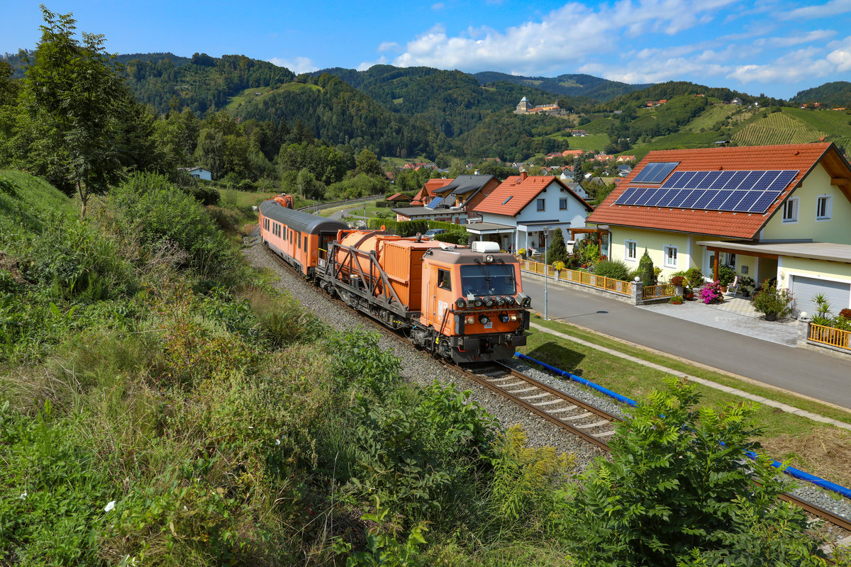 Vegetationskontrollfahrt in Deutschlandsberg. 
Am 29. August 2018 verkehrte  Tersus  im Netz der GKB um dem Unkraut zu lLibe zu rücken. 
