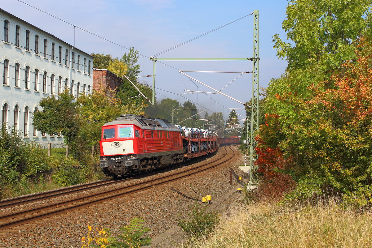 verspäteter 51617 von Zwickau nach Nürnberg mit der 232 909. Aufgenommen am 23.09.2017 in Netzschkau