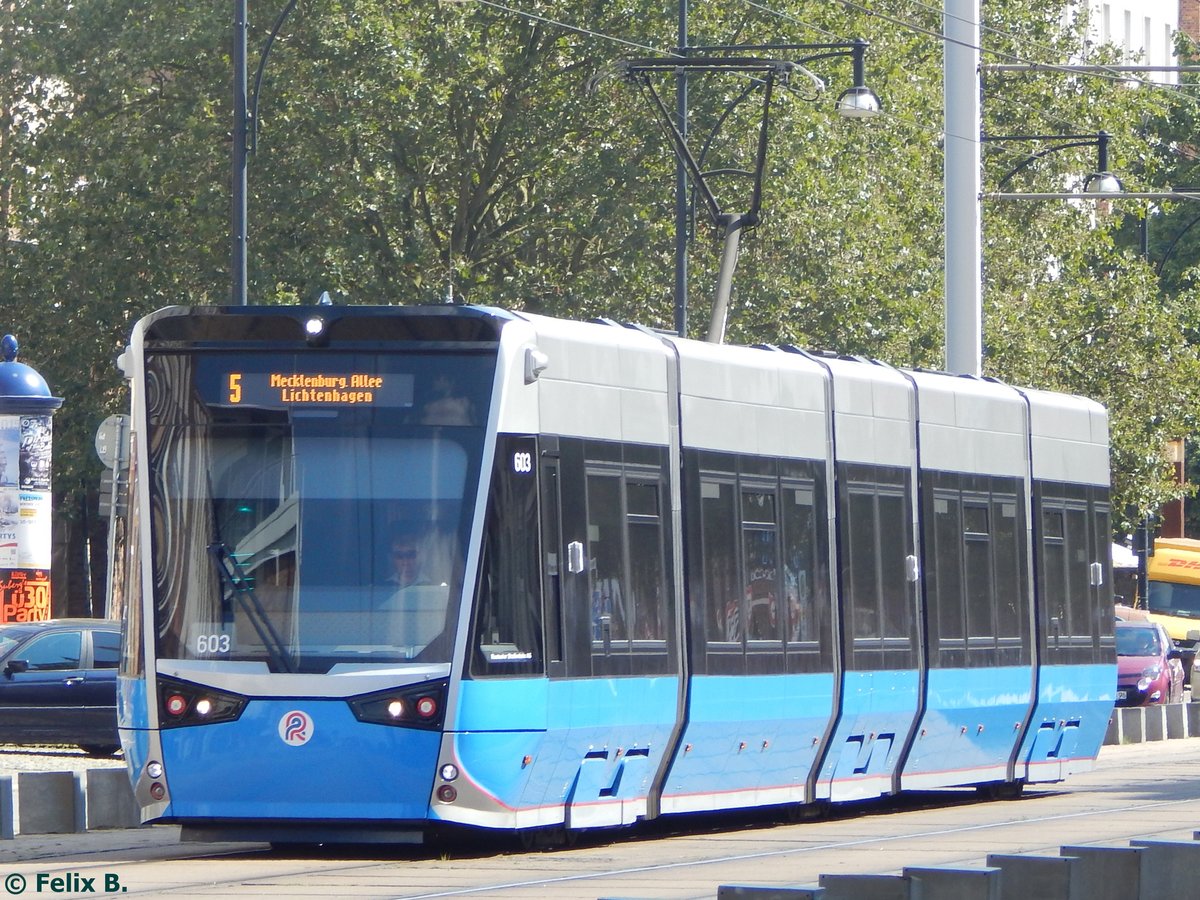 Vossloh 6N2 Nr. 603 der Rostocker Straßenbahn AG in Rostock am 21.08.2015