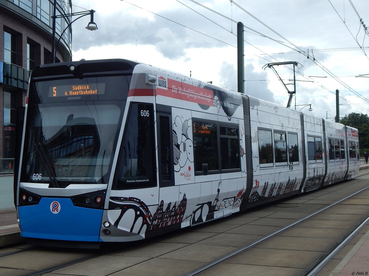 Vossloh 6N2 Nr. 606 der Rostocker Straßenbahn AG in Rostock am 07.09.2017