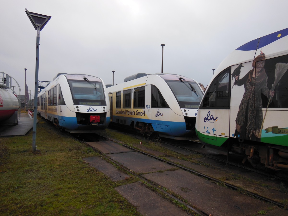 VT 701,702 und 703 am 15.12.2013 im Eisenbahn und Technikmuseum Schwerin einen Tag nach ihrem letzten Einsatz auf der Strecke Parchim - Schwerin - Rehna
