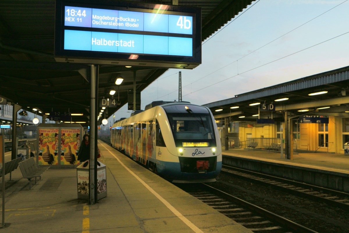 VT 706 der OLA am 10.03.2015 nach Halberstadt im Magdeburger HBF