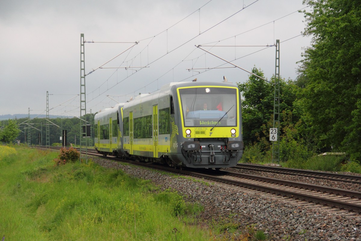 VT650.736 Agilis bei Staffelstein am 13.05.2014.