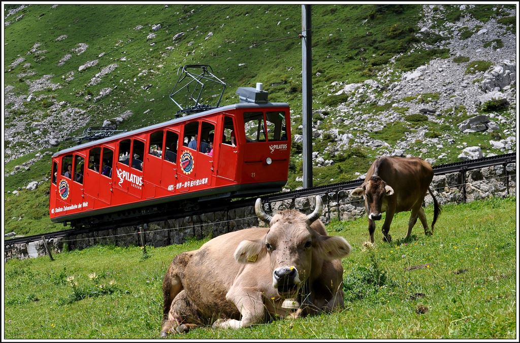 Wagen 21 auf Bergfahrt auf der Alp Matt. (03.07.2014)