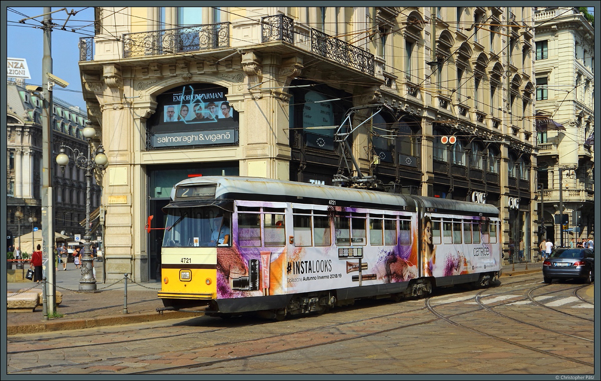 Wagen 4721 der Azienda Trasporti Milanesi am Piazza Cordusio in Mailand. (21.09.2018)