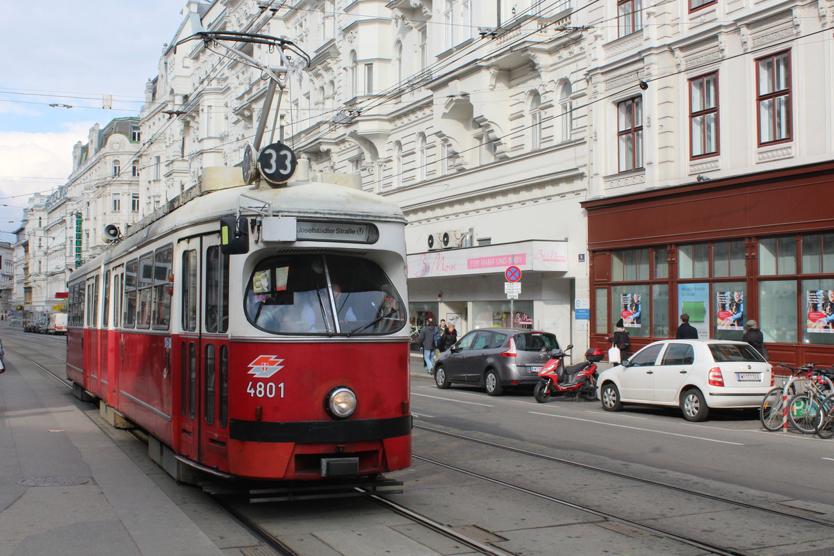 Wien Wiener Linien SL 33 (E1 4801) Alsergrund, Nußdorfer Straße / Währinger Straße am 22. März 2016.