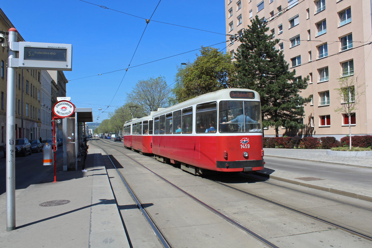 Wien Wiener Linien SL 5 (c5 1459) II, Leopoldstadt, Nordwestbahnstraße am 21. April 2018.