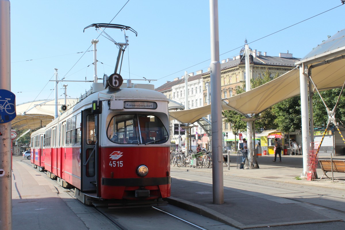 Wien Wiener Linien SL 6 (E1 4515) Neubaugürtel / Burggasse / Stadthalle am 8. Juli 2014.