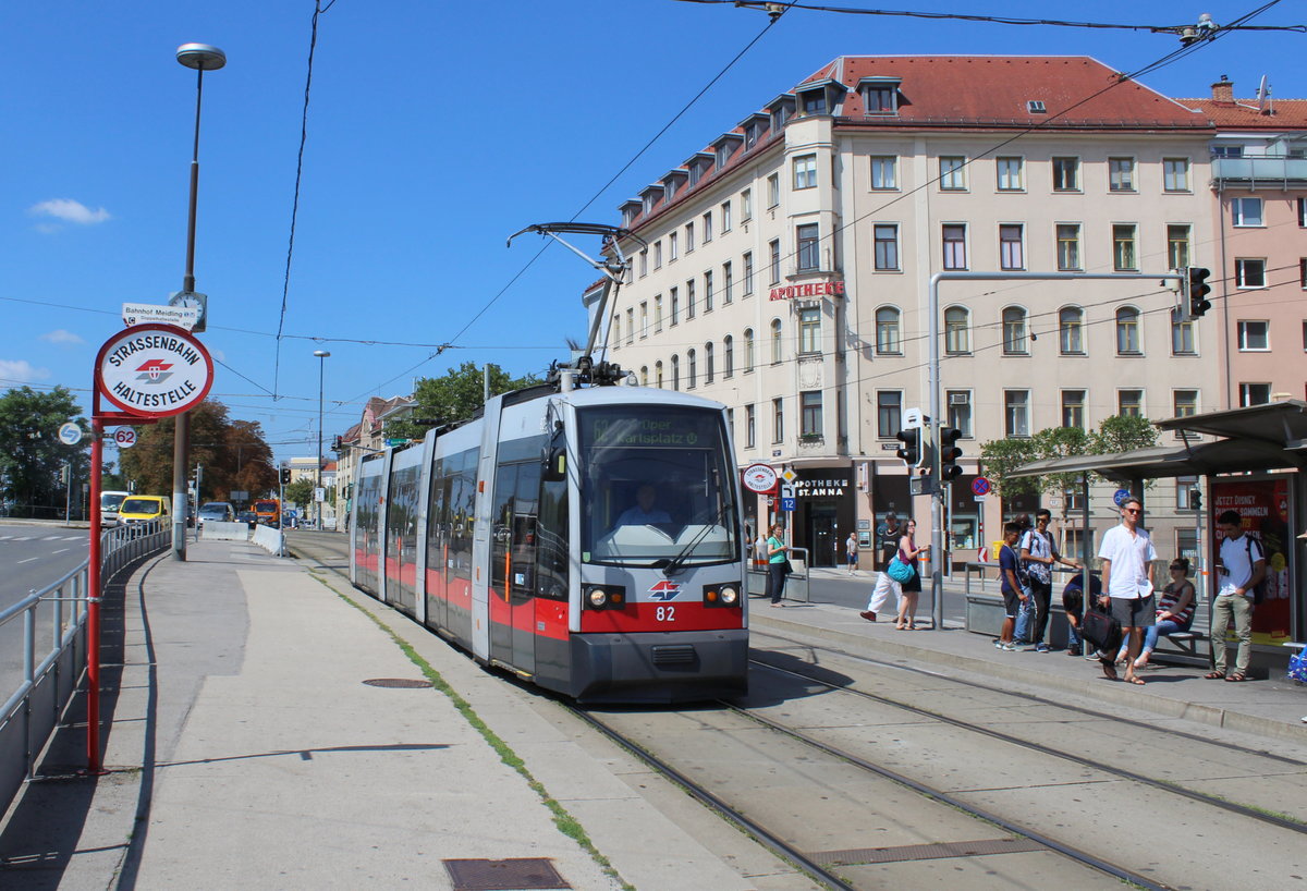 Wien Wiener Linien SL 62 (A1 82) XII, Meidling, Eichenstraße (Hst. Bahnhof Meidling) am 25. Juli 2018.