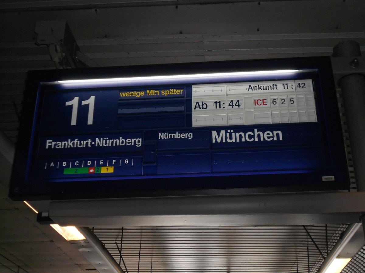 Zugzielanzeiger für ICE 625 nach München Hbf. über