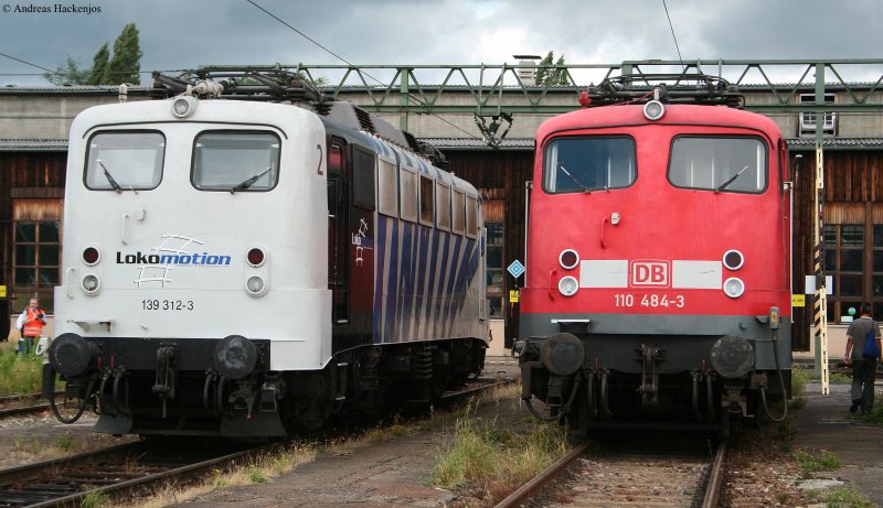 139 312-3 von Lokomotion neben der Stuttgarter 110 484-3 bei