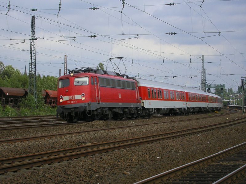 115 363-2 mit kompletten DB AZ ,Leerfahrt von Dortmund Bbf. nach Dsseldorf Hbf.,in Bochum Ehrenfeld.(20.08.2008)