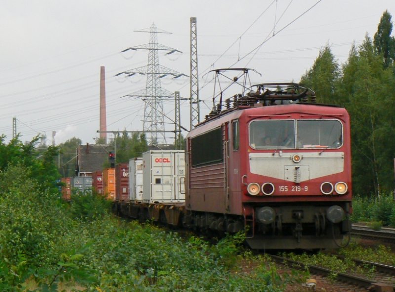 155 219 mit Containerzug in Heimfeld.