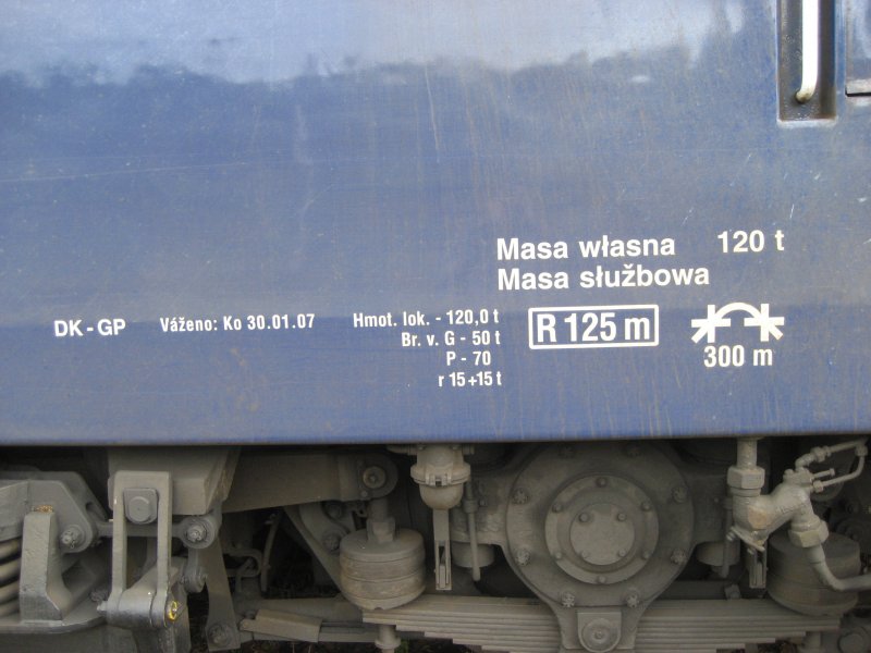 Die Aufschrifte auf der Lokomotive.  