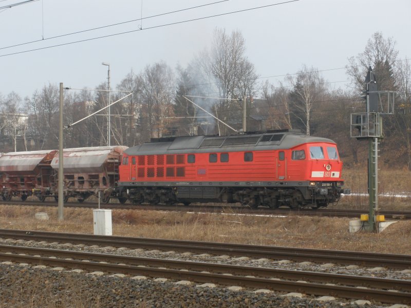 233 510-7 bei der Ausfahrt vom Oberen Bahnhof Reichenbach/V am 03.02.09