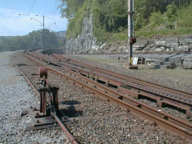 Weiche bei der Station Wienacht-Tobel,13.05.01  