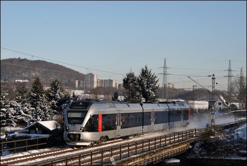 The ET23008 "Finnentrop is hurried past as ABR33816 (RB40" Ruhr-Lenne-Bahn