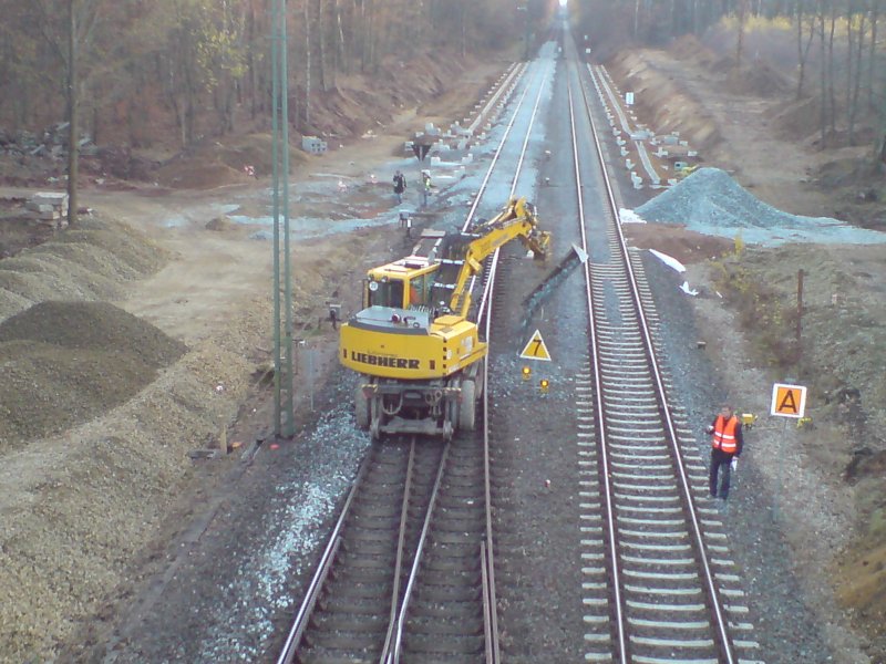 A LIEBHERR excavator in the construction of the station Old