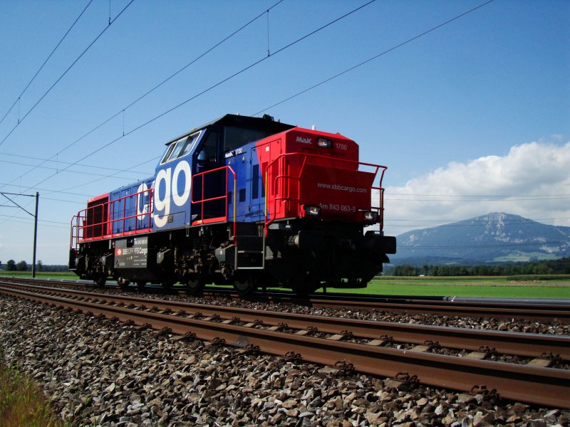 Die Am 843 063 war am 25.08.2008 auf Solofahrt unterwegs