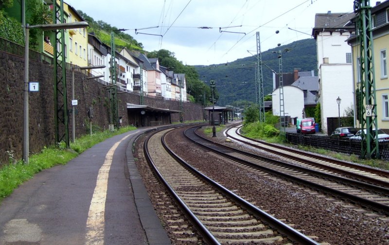Blick in den Bahnhof Assmanshausen im Rheingau; 24.07.2007 