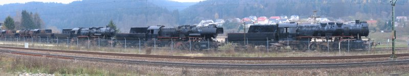 Worn-out steam locomotives waiting ... hopefully the second life, at