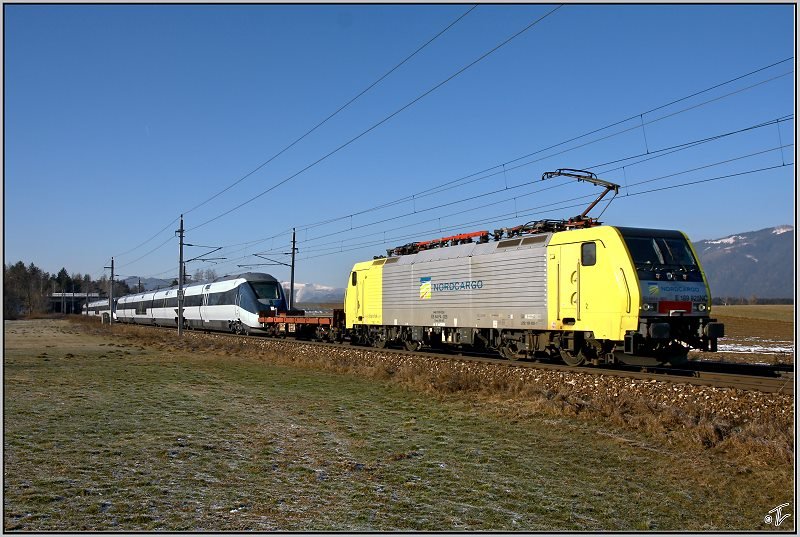 �berstellfahrt einer Doppelgarnitur IC4 von Tarvisio Bv nach Breclav.Hersteller dieser