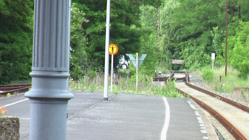 Blick auf den Prellbock in Bad Kissingen. Dort enden die
