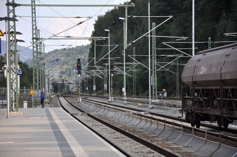 Draht-, Aluminium- und Stahlverhau am Bahnhof Bad Schandau Richtung teschechischer