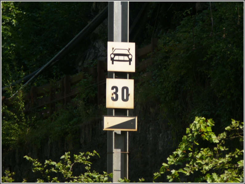 Beim Strassenbergang Sassal befindet sich diese Warntafel. (19.07.2009)