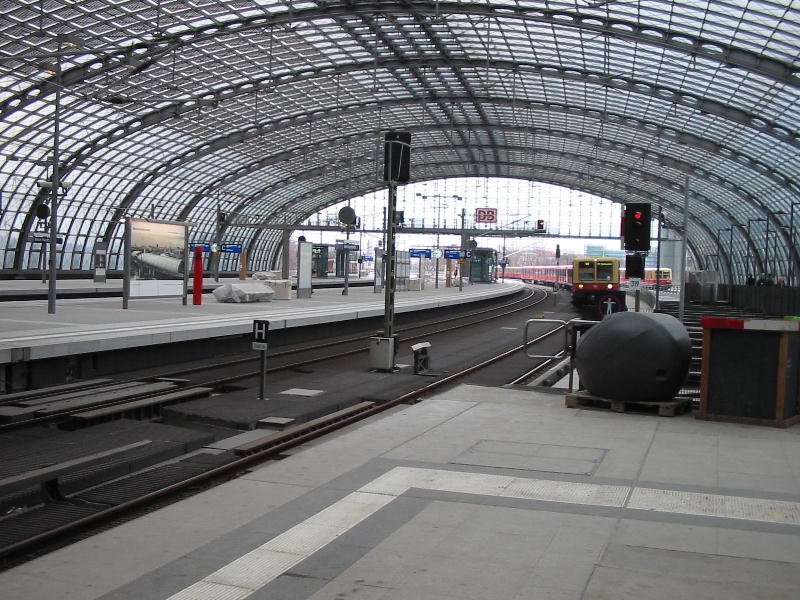 Berlin Central Station on April 4 2006 S comes railway