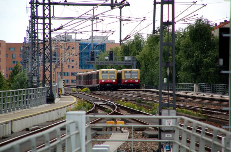 Two S-Bahn ride at 11:07:09 the Berlin metropolitan railway. Taken