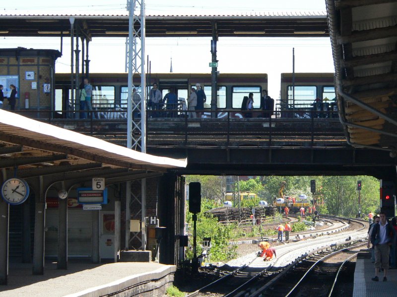 Bauarbeiten am Ostkreuz, Gleise Richtung Lichtenberg. 29.4.2007 