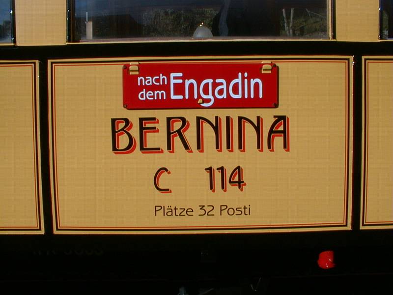 Berninabahn,Hist.III Kl.Wagen C114,Beschriftung