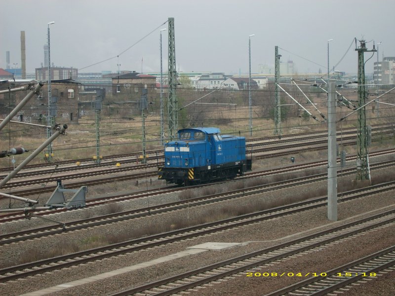 346 004 der PRESS steht am 10.04.08 im Bahnhofsvorfeld von