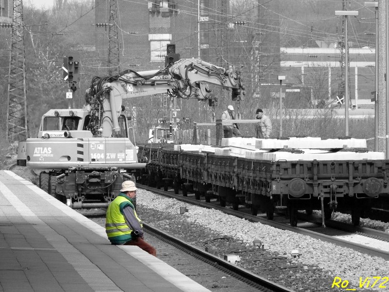 Gleisbauarbeiten im Bochumer Hbf. 25.04.2008.  