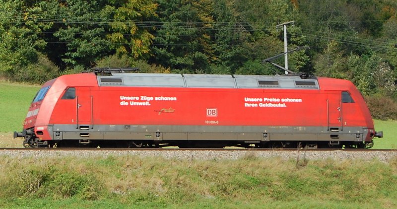 101 004-0 ist zur Mittagszeit des 29.09.07 als Lz Richtung