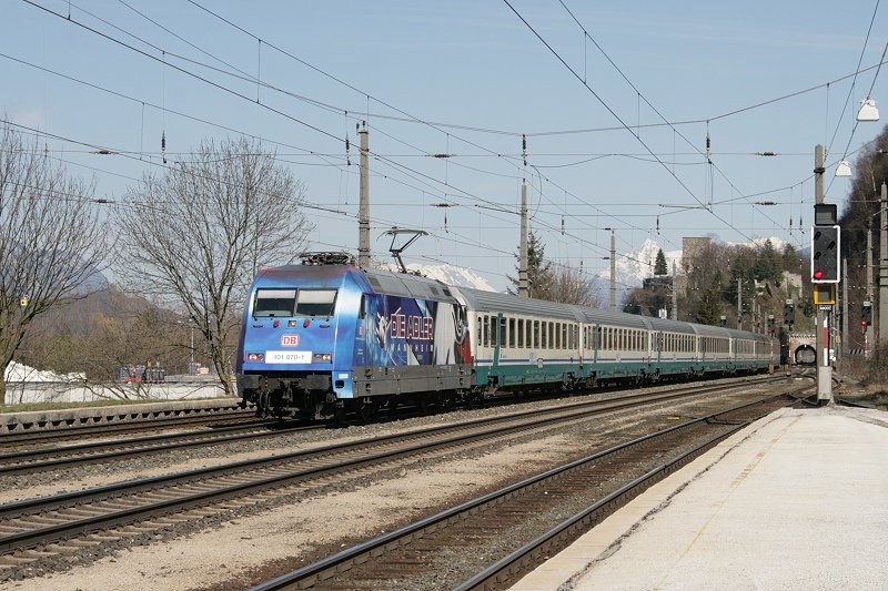 Die 101 070 Adler Mannheim am 30.03.08 in Brixlegg. 