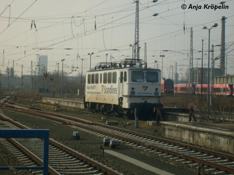 109-3 steht kalt in Berlin Lichtenberg am 24. Februar 2008
