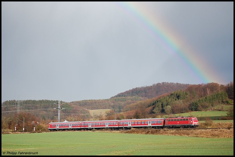 110 446-2 zieht am 16.03.08 RB 37162 von Donauw�rth nach