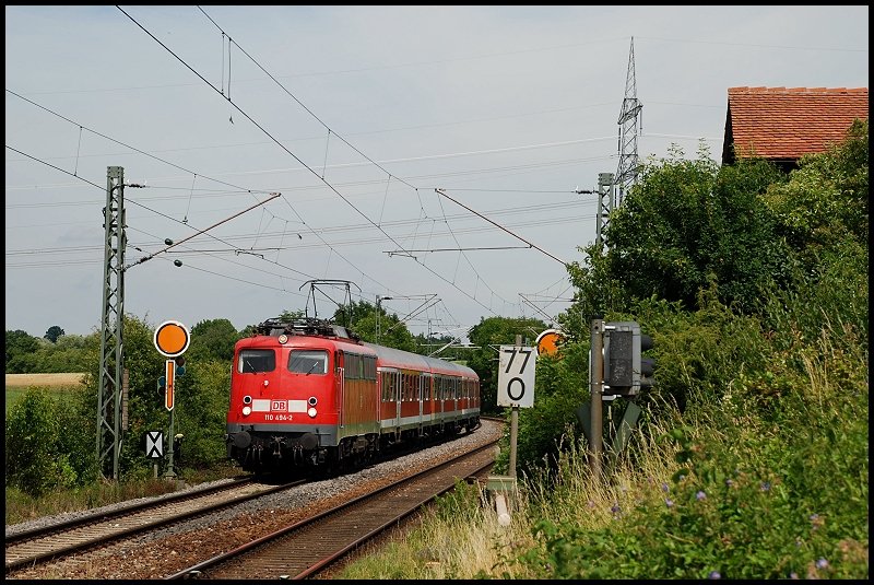110 454 war am 10.Juli 2008 nach Aalen unterwegs. Aufgenommen