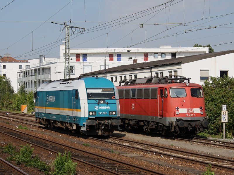 Die 223 062 und die 110 497 am 15.08.2009 abgestellt