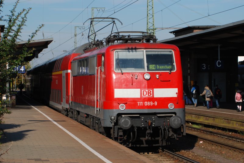 111 089 am 20/10/08 in bahnhof Rheine. 