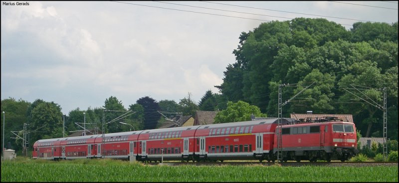 111 116 mit dem RE10414 nach Aachen Hbf an Km