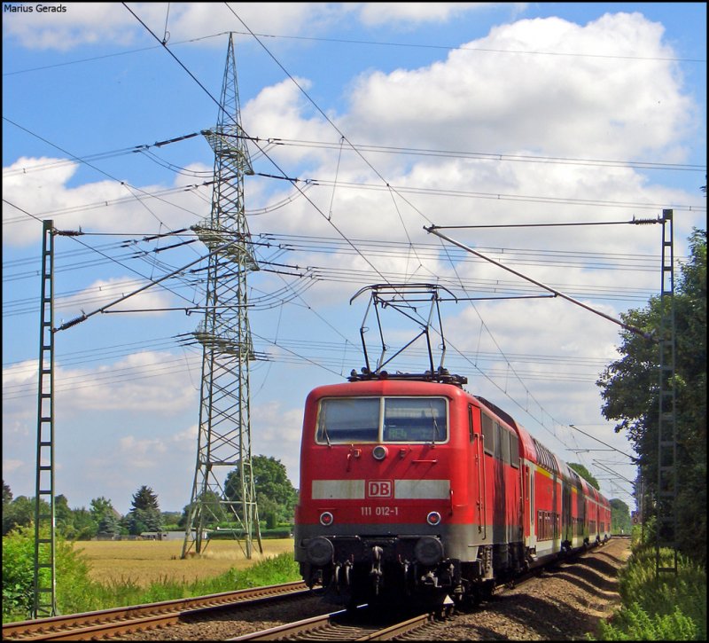 Nachschuss: RE10419 nach Dortmund mit Schublok 111 012 an der